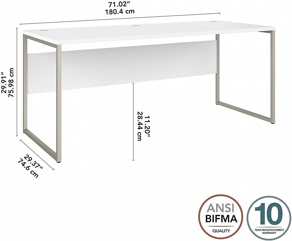 Hybrid 72W x 30D Computer Table Desk in White - Engineered Wood