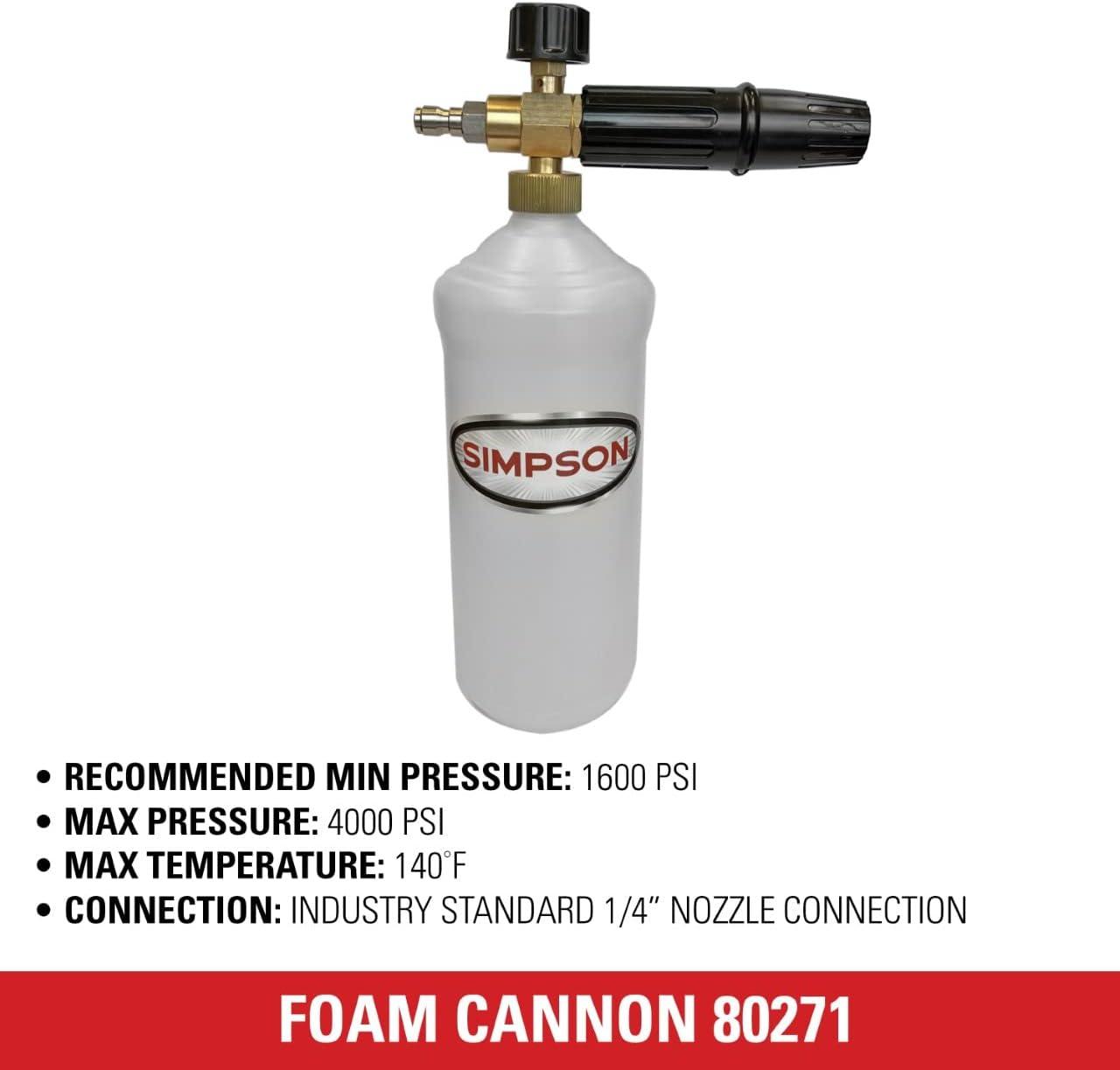Simpson 80271 Pressure Washer High-Pressure Foam Cannon, Rated up to 4000 PSI - Quantity 1