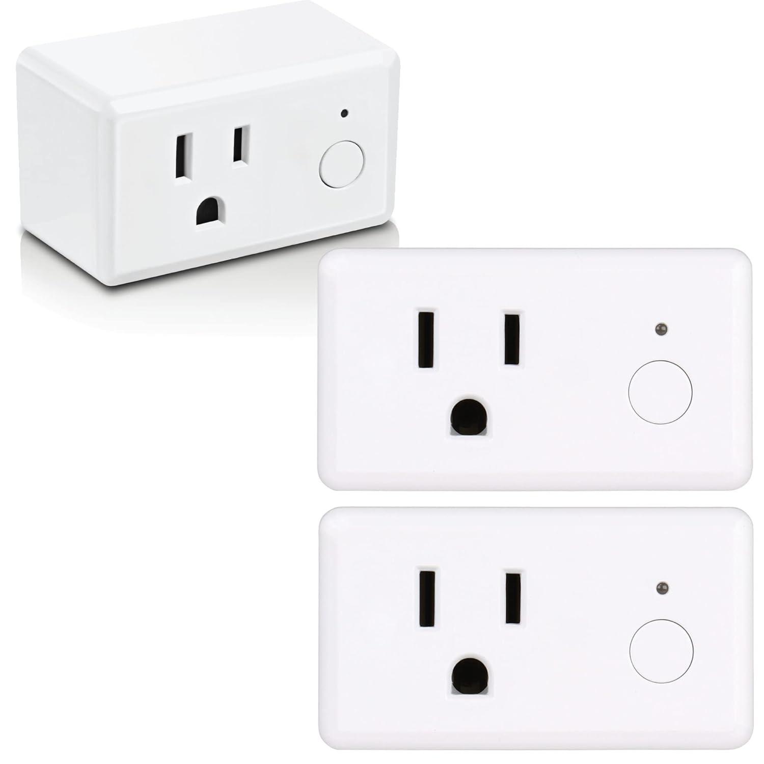 15-Amp Indoor Alexa / Google Assistant Compatible Wi-Fi Smart Home Plug with Night Light, No Hub Required (3-Pack)