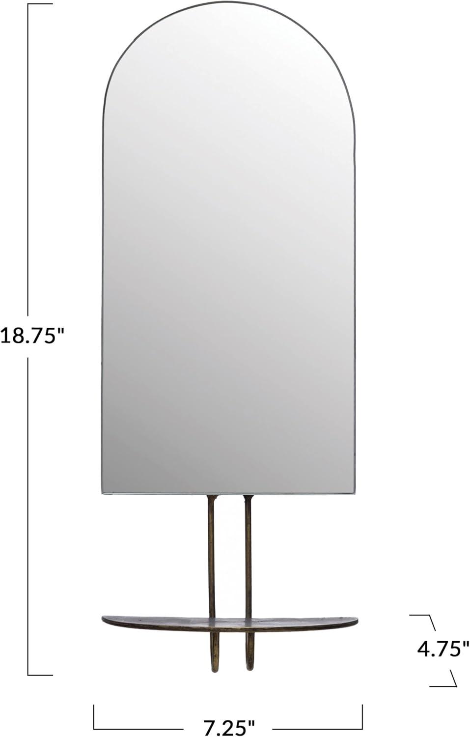 Bloomingville Bloomingville Arched Metal Framed Wall Mirror with Shelf, Antique Gold Finish