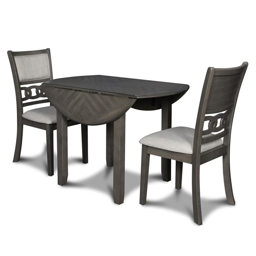 New Classic Furniture,Gia 3-Piece 42" Wood Round Dining Set With 2 Chairs In Gray
