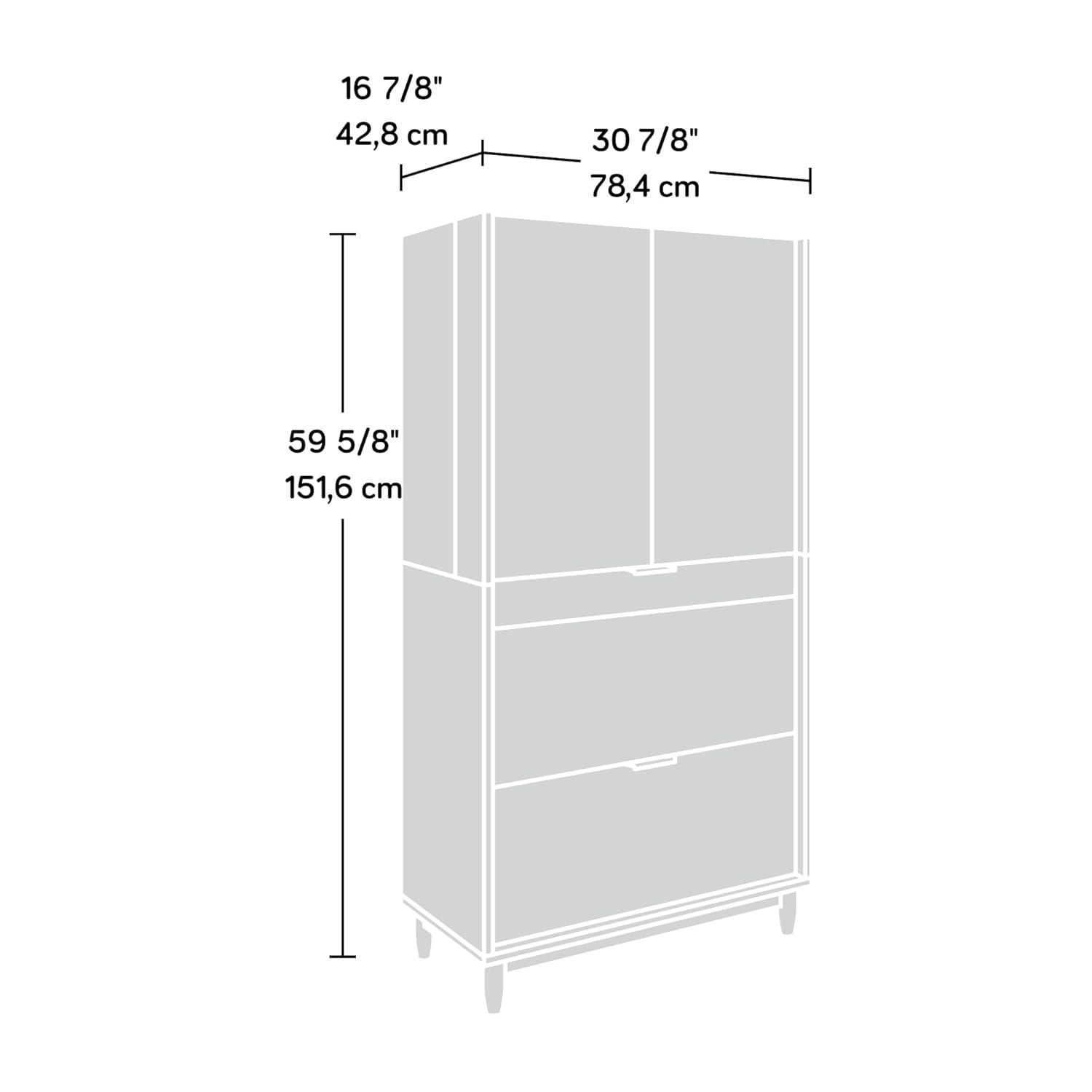 Harvey Park Computer Cabinet Grand Walnut - Sauder: Swing-Out Doors, Cork Board, File Drawer