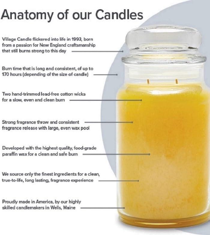 Village Candle Maple Butter, Large Glass Apothecary Jar Scented Candle, 21.25 oz, Yellow