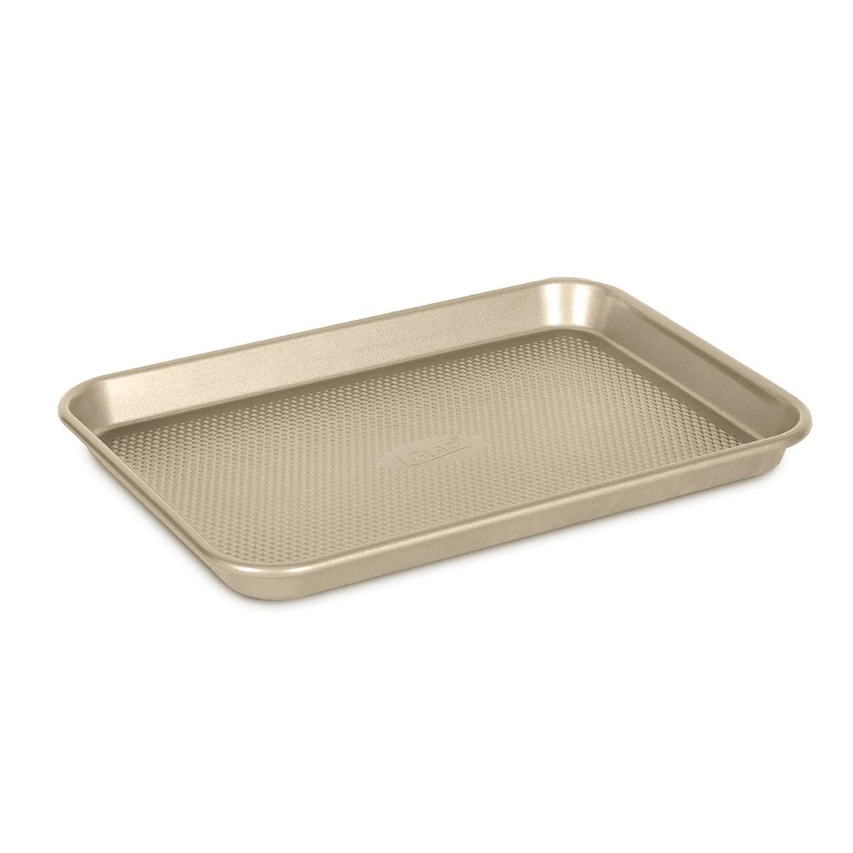 Glad Premium Nonstick Cookie Sheet Heavy Duty Baking Pan with Raised Diamond Texture, Small, Gold