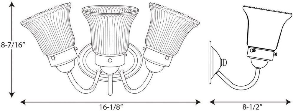 Brushed Nickel 3-Light Fluted Glass Bath Vanity Fixture