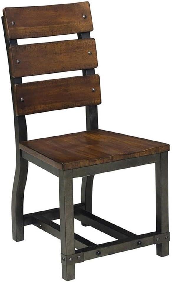 Industrial Black and Rustic Brown Acacia Side Chair