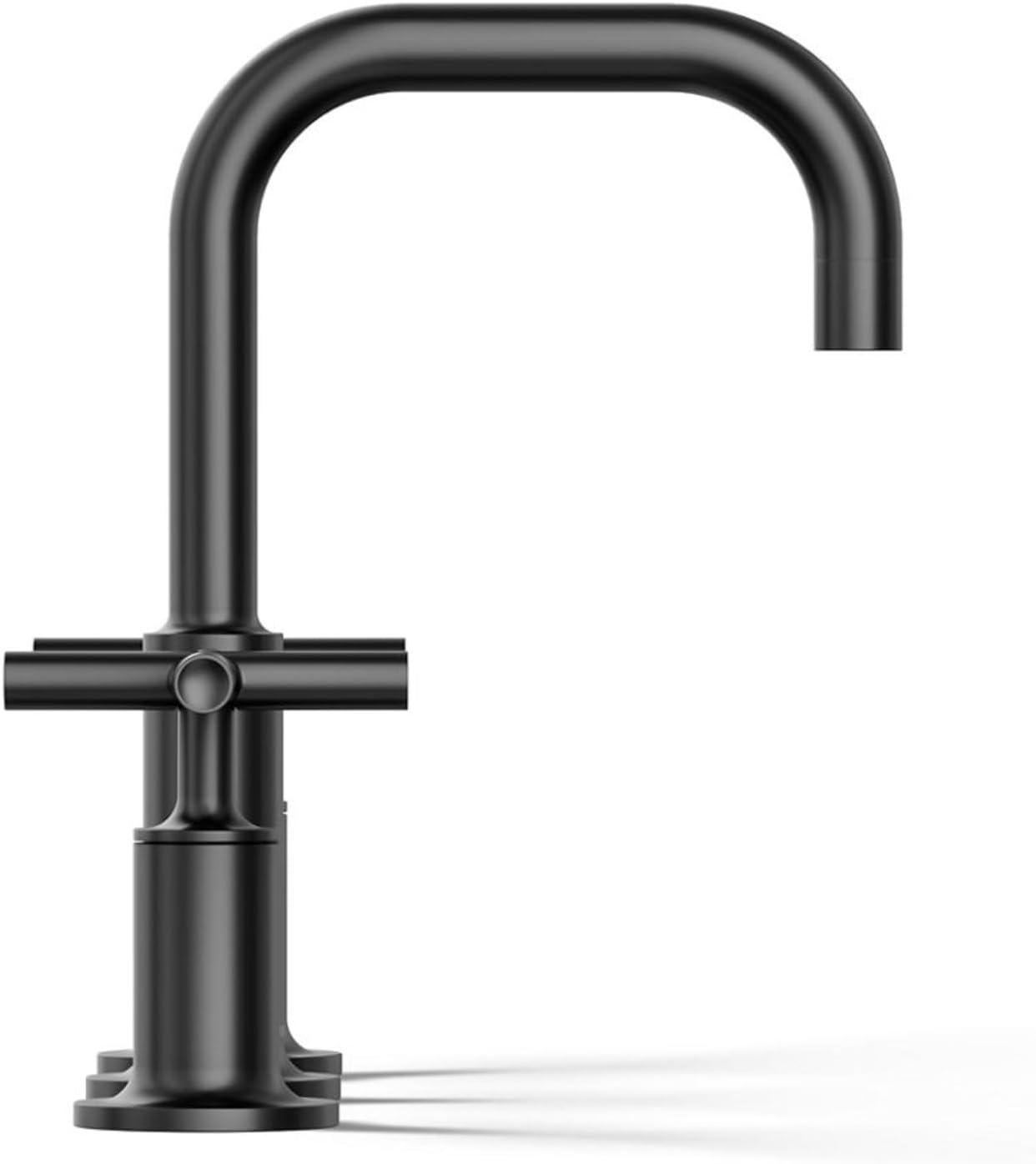Kohler Purist® Widespread Bathroom Faucet with Pop-Up Drain Assembly, 3-Hole High Arc Cross Handle Bathroom Sink Faucet, 1.2 gpm