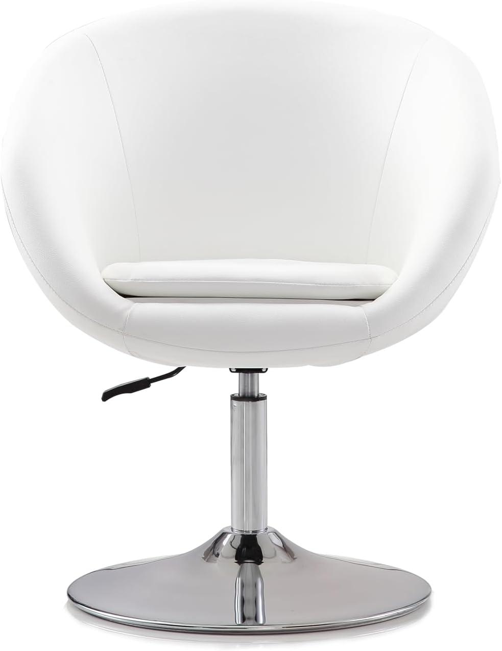 Faux Leather Swivel Barrel Chair