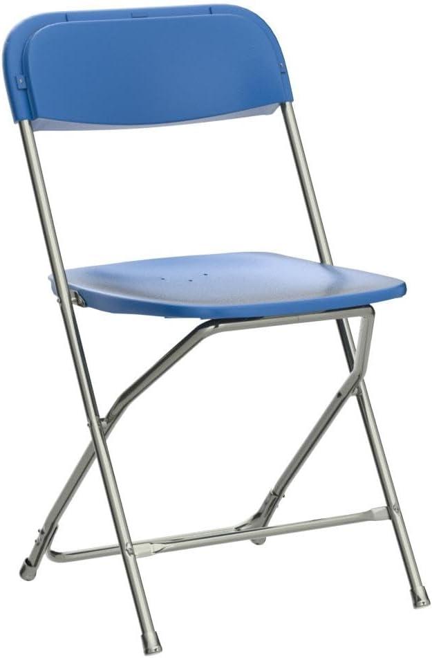 BizChair Folding Chair - Blue Plastic - 4 Pack 650LB Weight Capacity