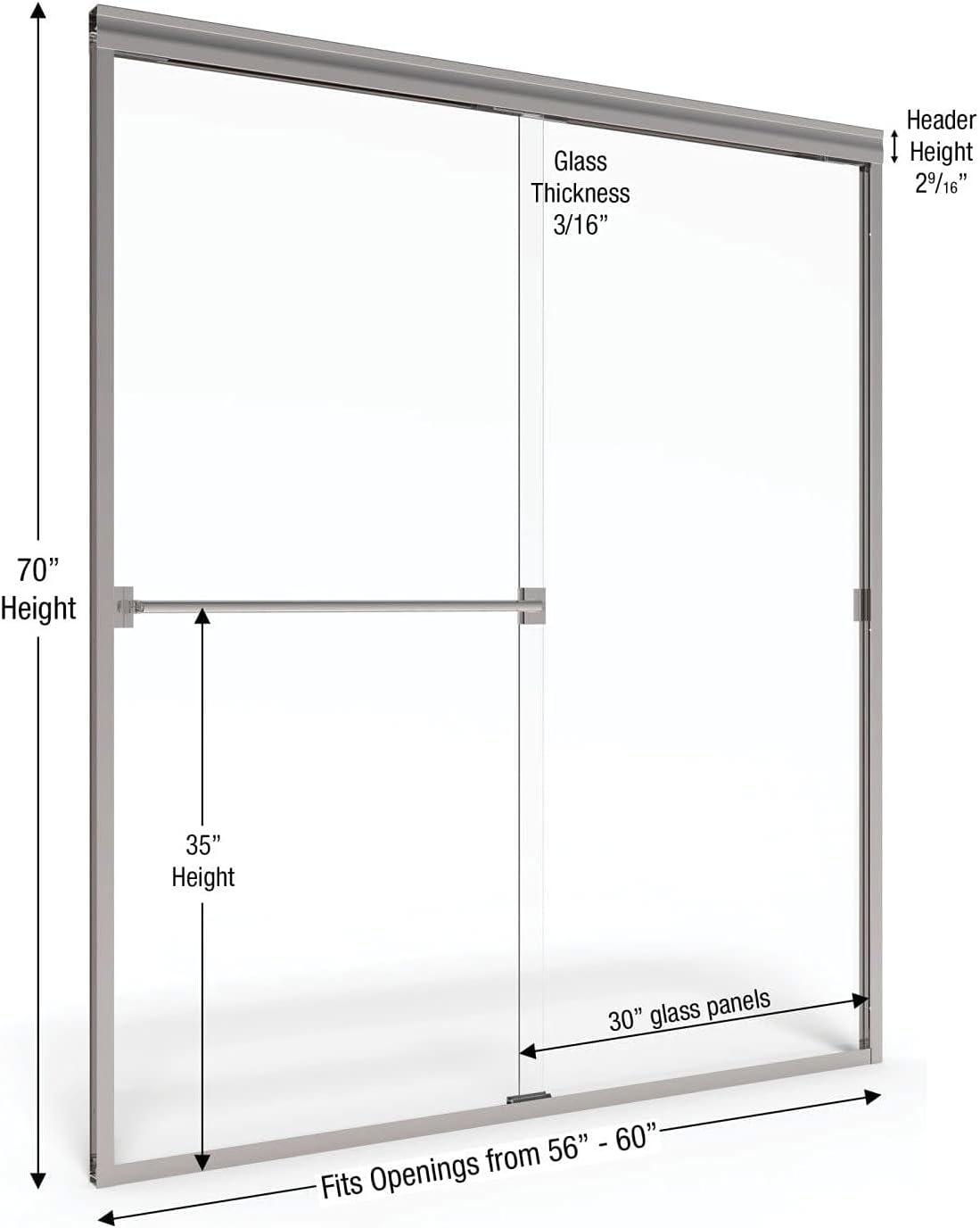 Classic Chrome Semi-Frameless Sliding Shower Door with Clear Glass