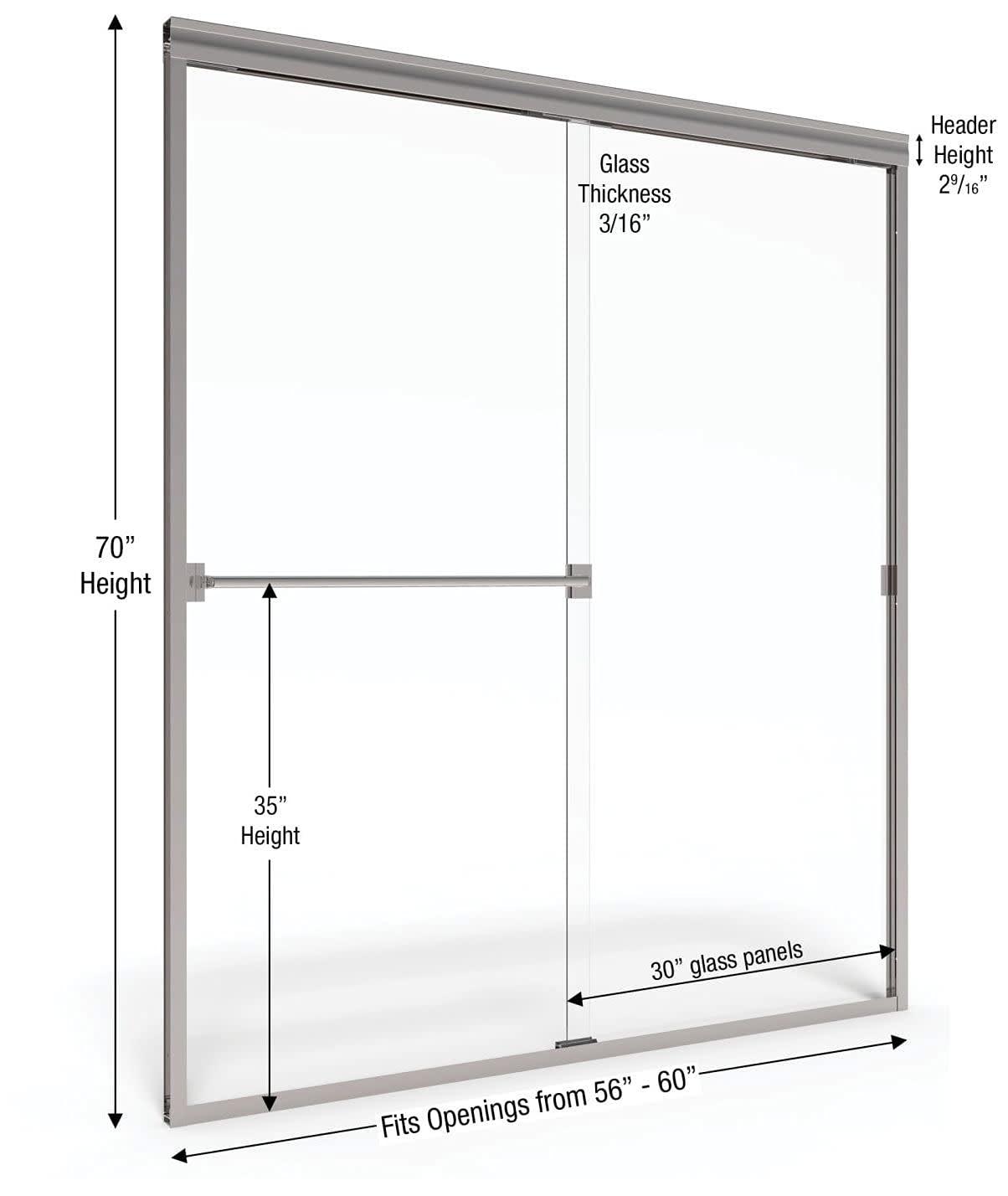 Classic Chrome Semi-Frameless Sliding Shower Door with Clear Glass