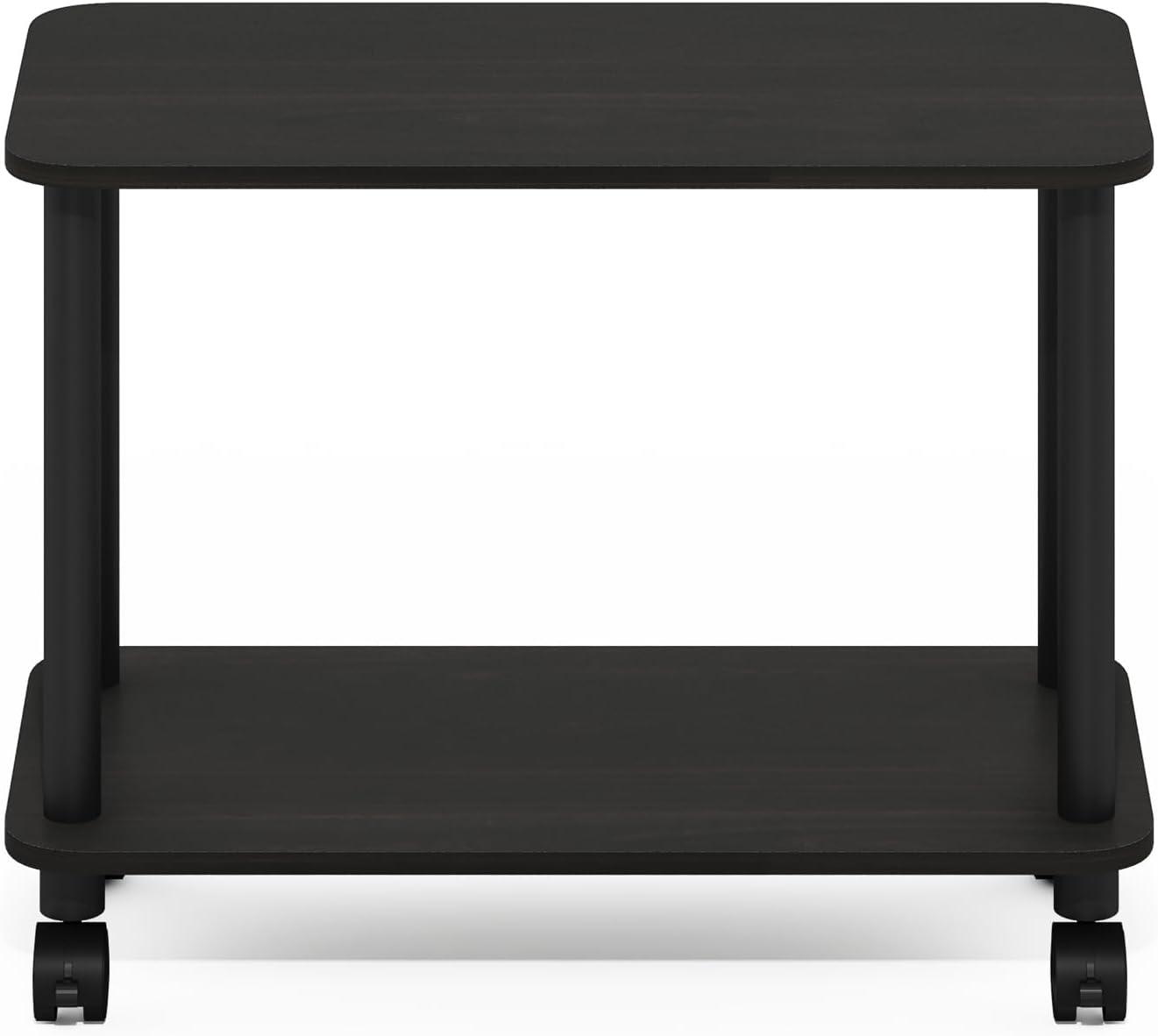 Furinno Turn-N-Tube Modern Rectangle End Table, Side Table with Casters, Espresso/Black
