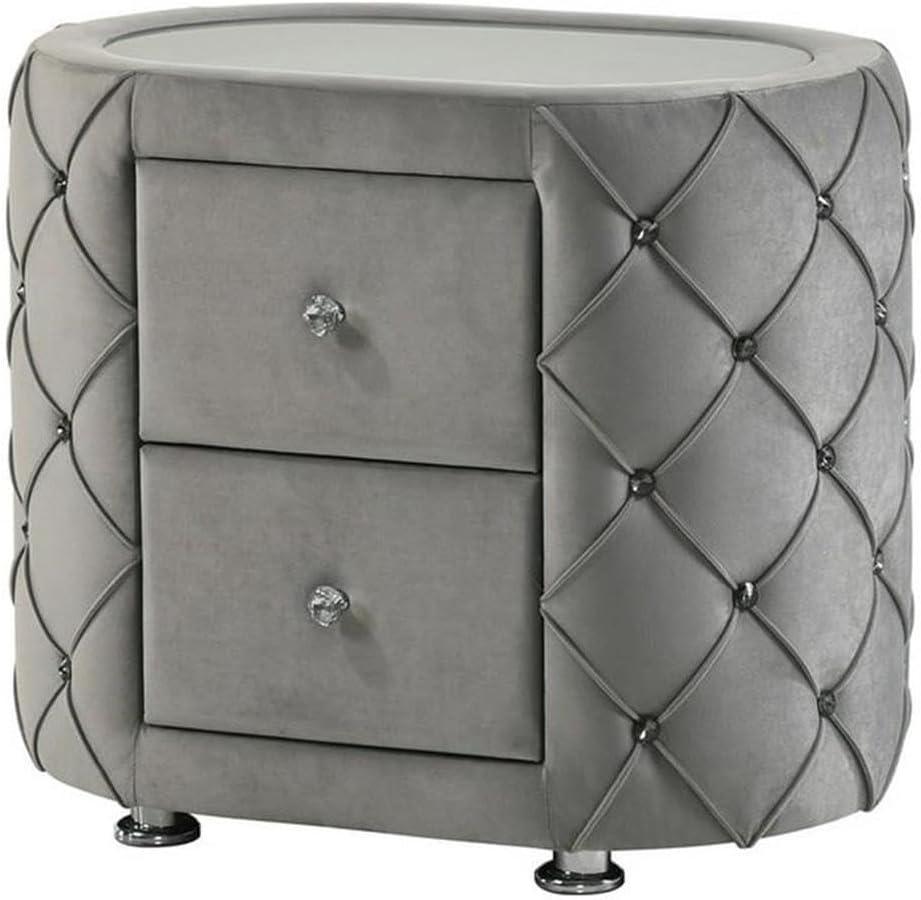 Acme Furniture Perine Nightstand in Gray Velvet