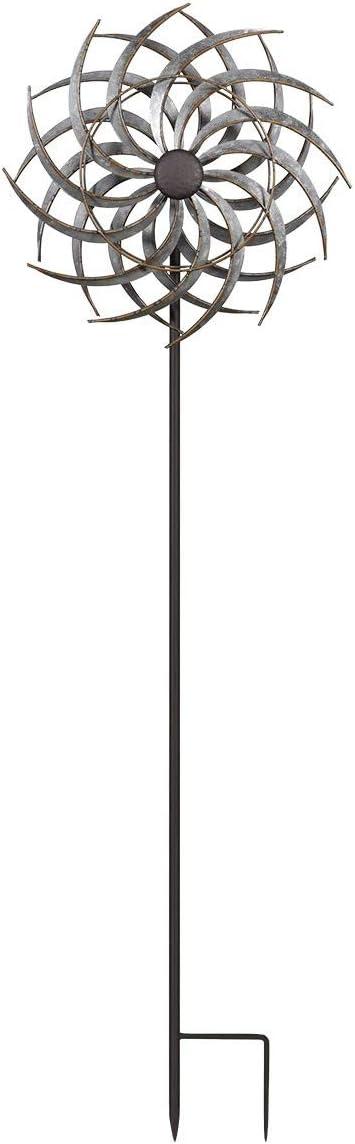 Alpine Corporation 58" Galvanized Metal Windmill Spinner Garden Stake