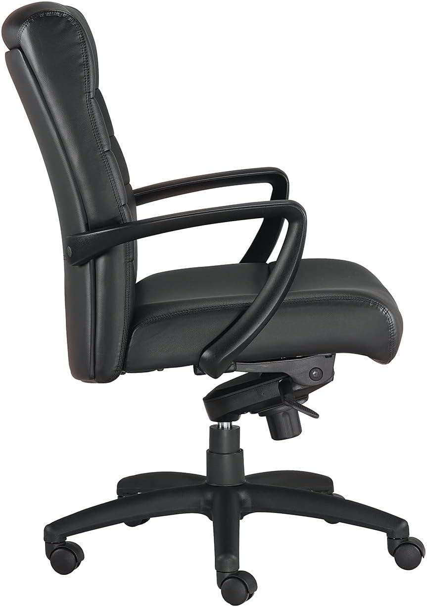 Manchester Mid Back Black Leather Office Chair with Metal Frame