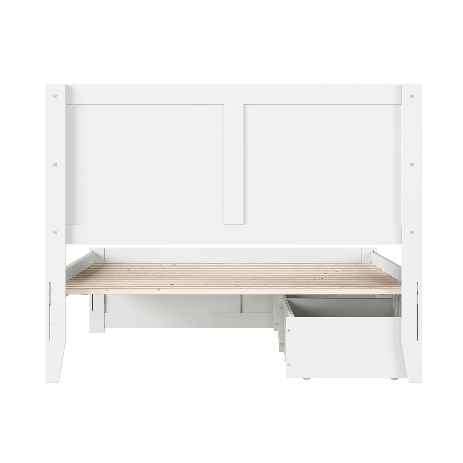 AFI Canyon White Solid Wood Platform Bed with Matching Footboard & Storage Drawers, Full
