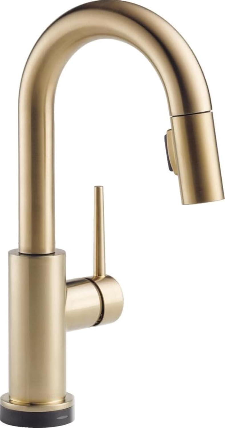 Modern Deck-Mounted Pull-Out Spray Faucet in Stainless Steel and Bronze