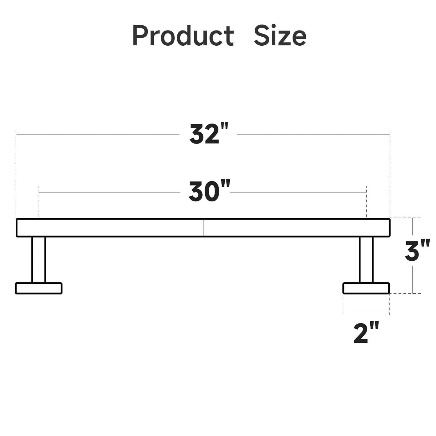 USHOWER Polished Chrome Bath Towel Bar, 30-Inch Towel Rack for Bathroom Wall-Mounted, Thicken SUS304 Stainless Steel Towel Rod (Total Length 32-Inch)