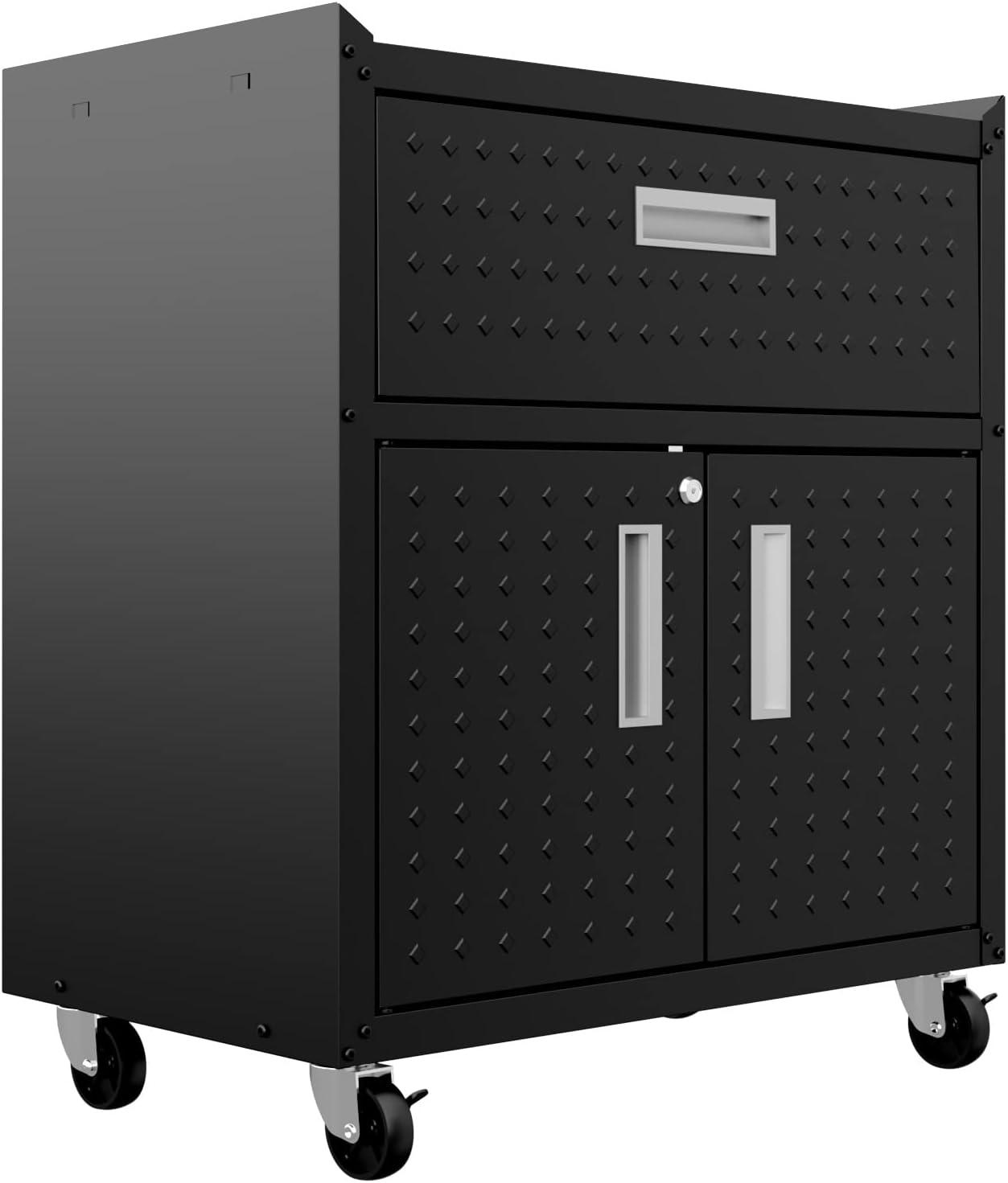 Manhattan Comfort Floating Metal Garage Cabinet Charcoal, Gray