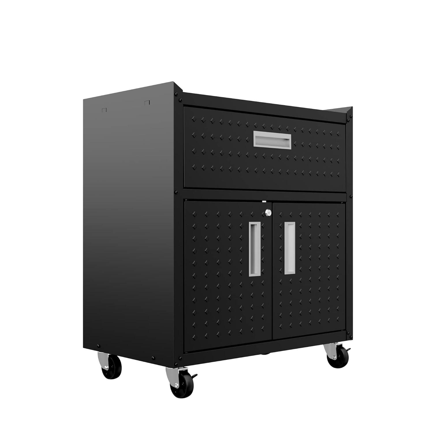 Manhattan Comfort Floating Metal Garage Cabinet Charcoal, Gray