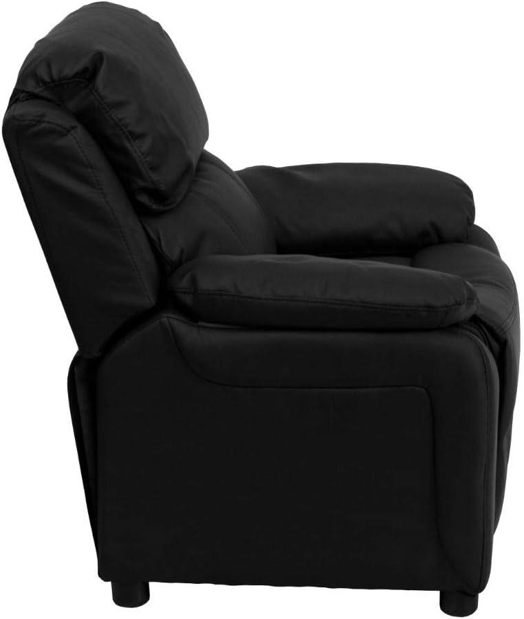 Cozy Kid's Black Microfiber Recliner with Cup Holder and Storage