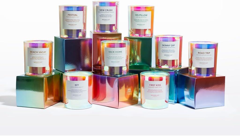 Beach Vacay Iridescent Glass Scented Candle with Mango Blossom and Coconut