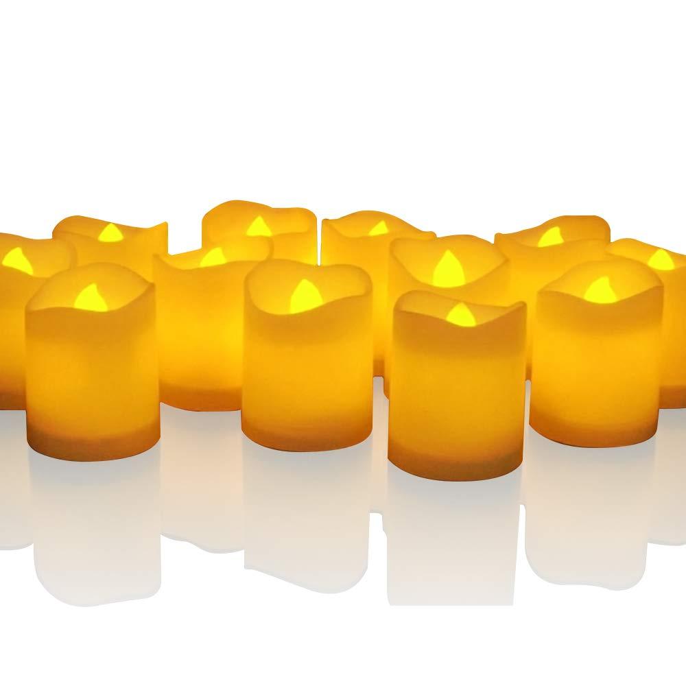12 Pcs Flameless LED Tea Light Candles Warm Yellow Flickering Bright Tealights Electric