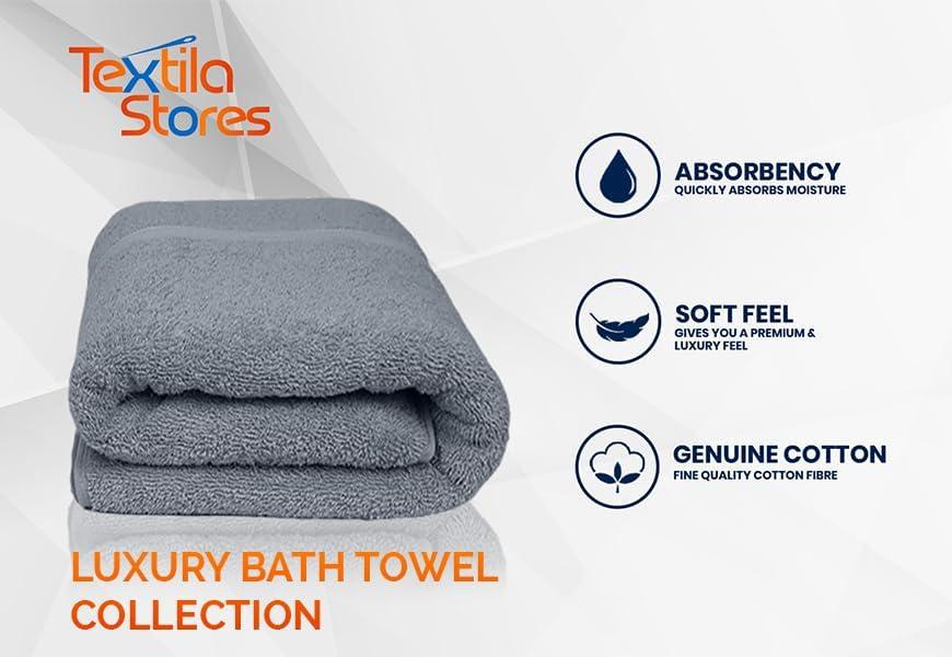 ECO TOWELS Premium Hotel & Spa Bath Towel Cotton, 27" x 54",Set of 4 (Grey)