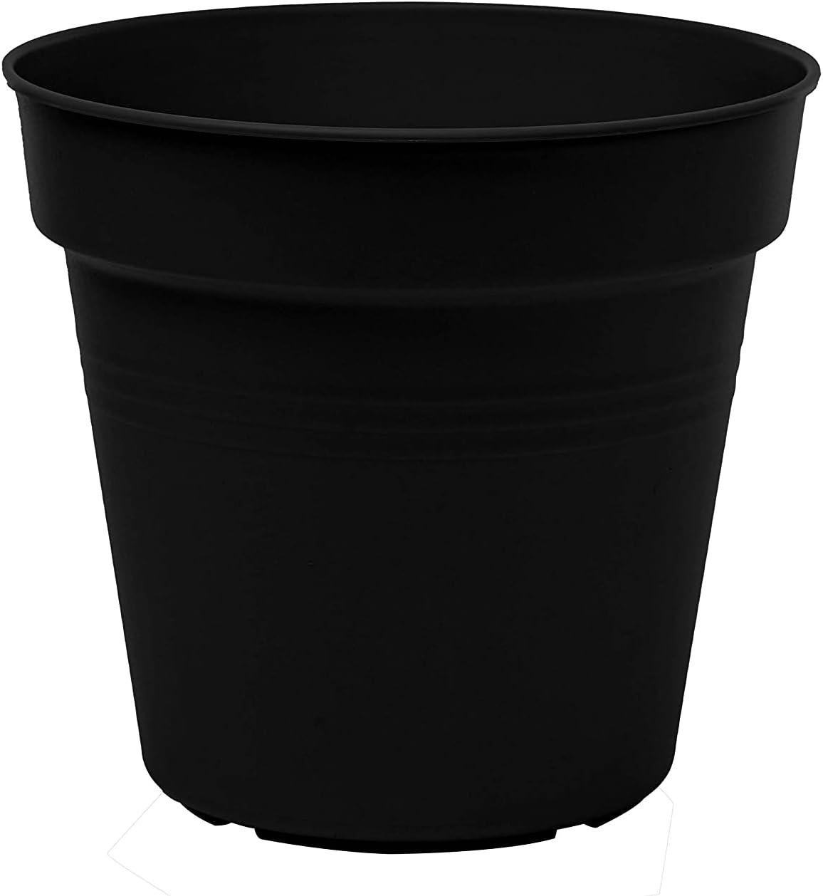 Mintra Home 4.3" x 4" Round Black Plastic Plant Pot with Drainage Holes (4 Count)