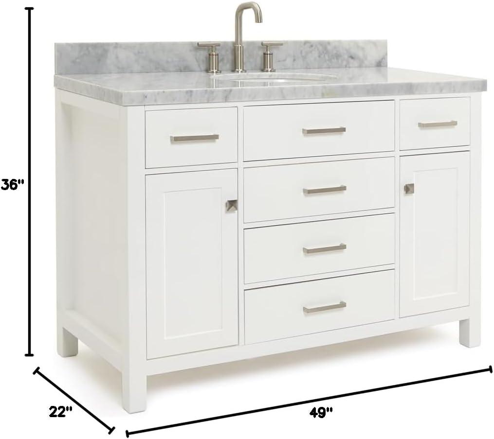 Bristol 49" White Marble Top Freestanding Vanity