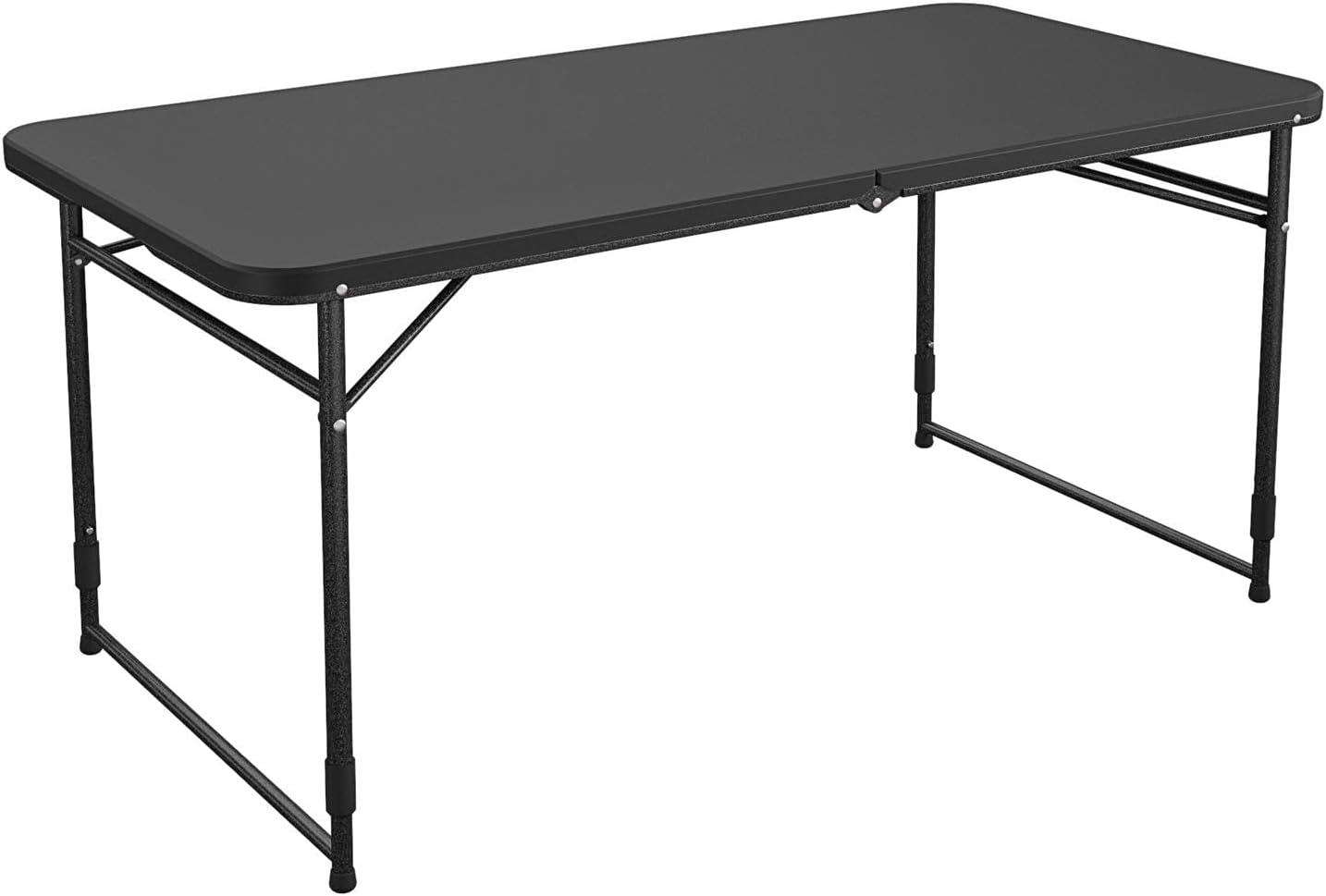 COSCO 24" x 48" Adjustable Height Folding Resin Utility Table, Black