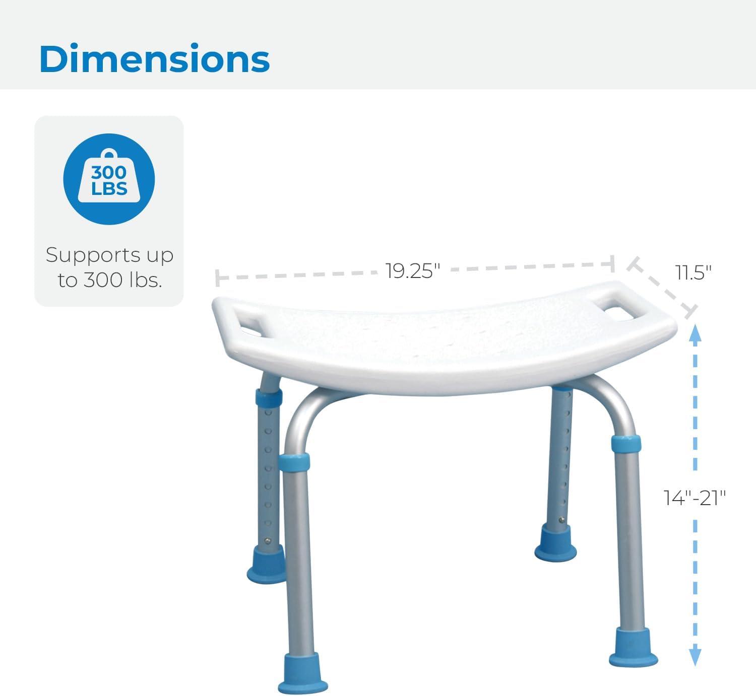 Adjustable White Non-Slip Bath and Shower Stool