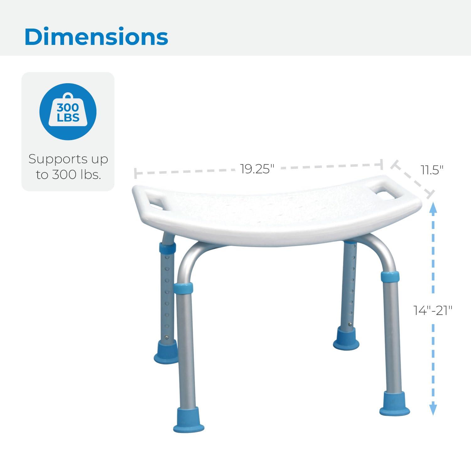 AquaSense Adjustable Bath and Shower Chair with Non-Slip Seat, White