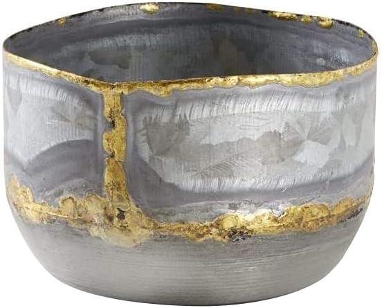 Serene Spaces Living Decorative Zinc Bowl with a Touch of Gold, Modern Accent Piece, Measures 3.25" Tall and 5" Diameter
