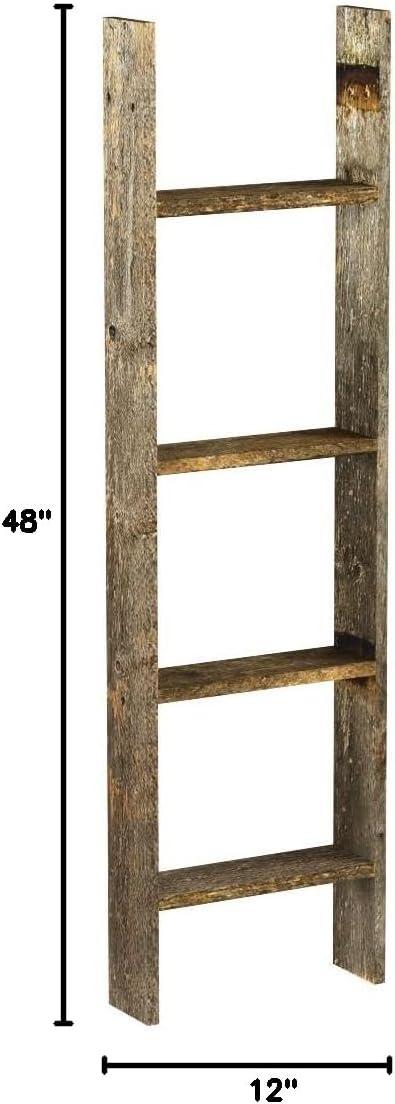 Barnwood Rustic Farmhouse 4ft Weathered Gray Wooden Decorative Bookcase Picket Display Ladder