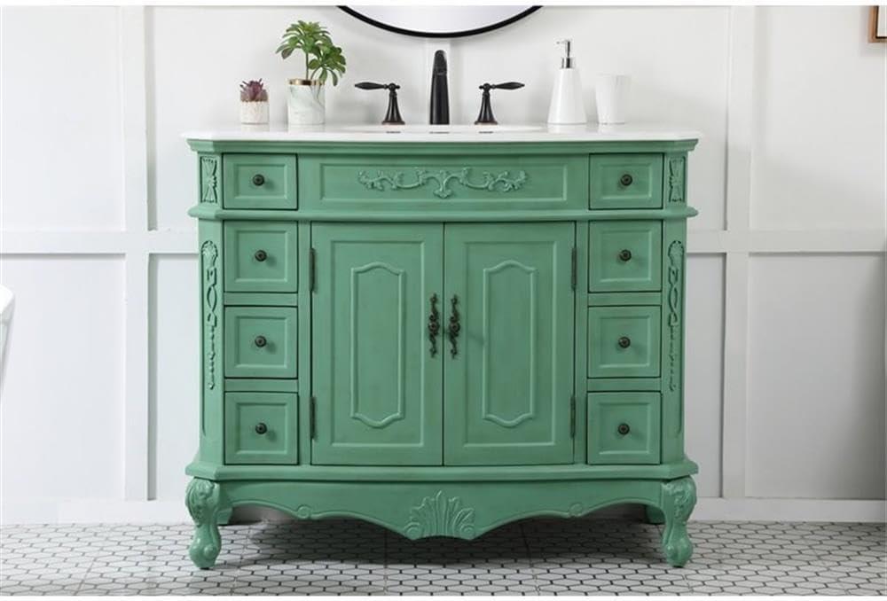 Elegant Lighting Vf10142 Danville 42" Free Standing Single Basin Vanity Set - Vintage Mint