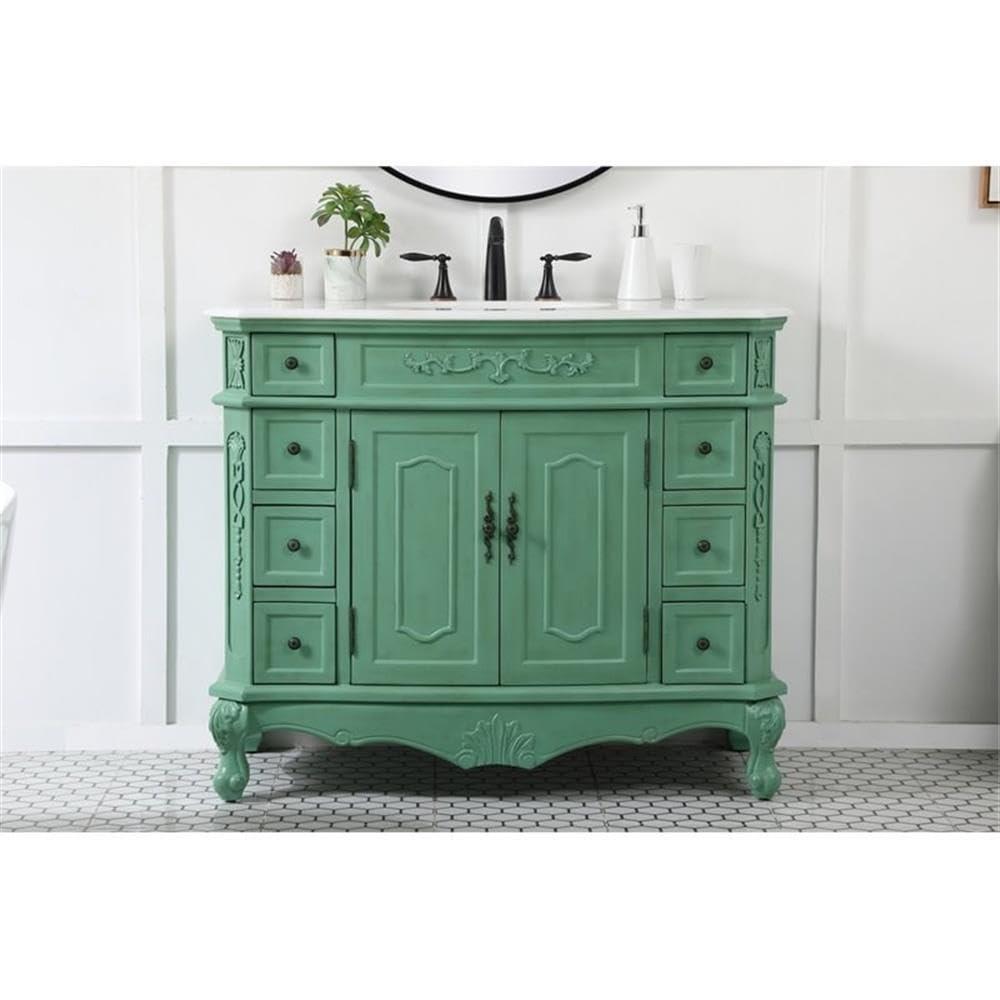 Elegant Lighting Vf10142 Danville 42" Free Standing Single Basin Vanity Set - Vintage Mint