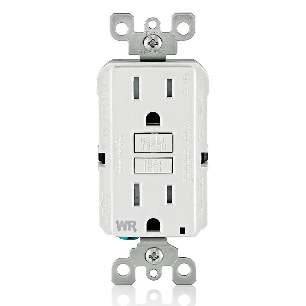 Leviton Smartlockpro Weather & Tamper-Resistant Duplex Gfci Receptacle With Led, White, Nema 5-15R, 125 Volts, 15 Amps