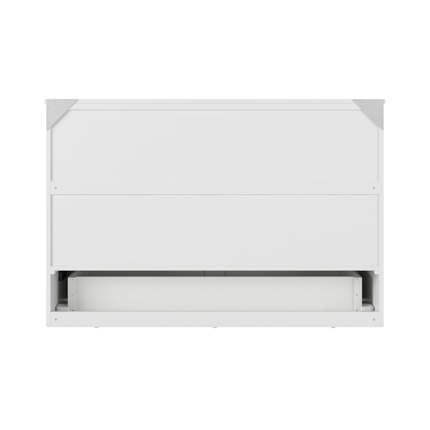AFI Alpine Queen Wood Murphy Bed Chest with Mattress and Built-in Charger, White