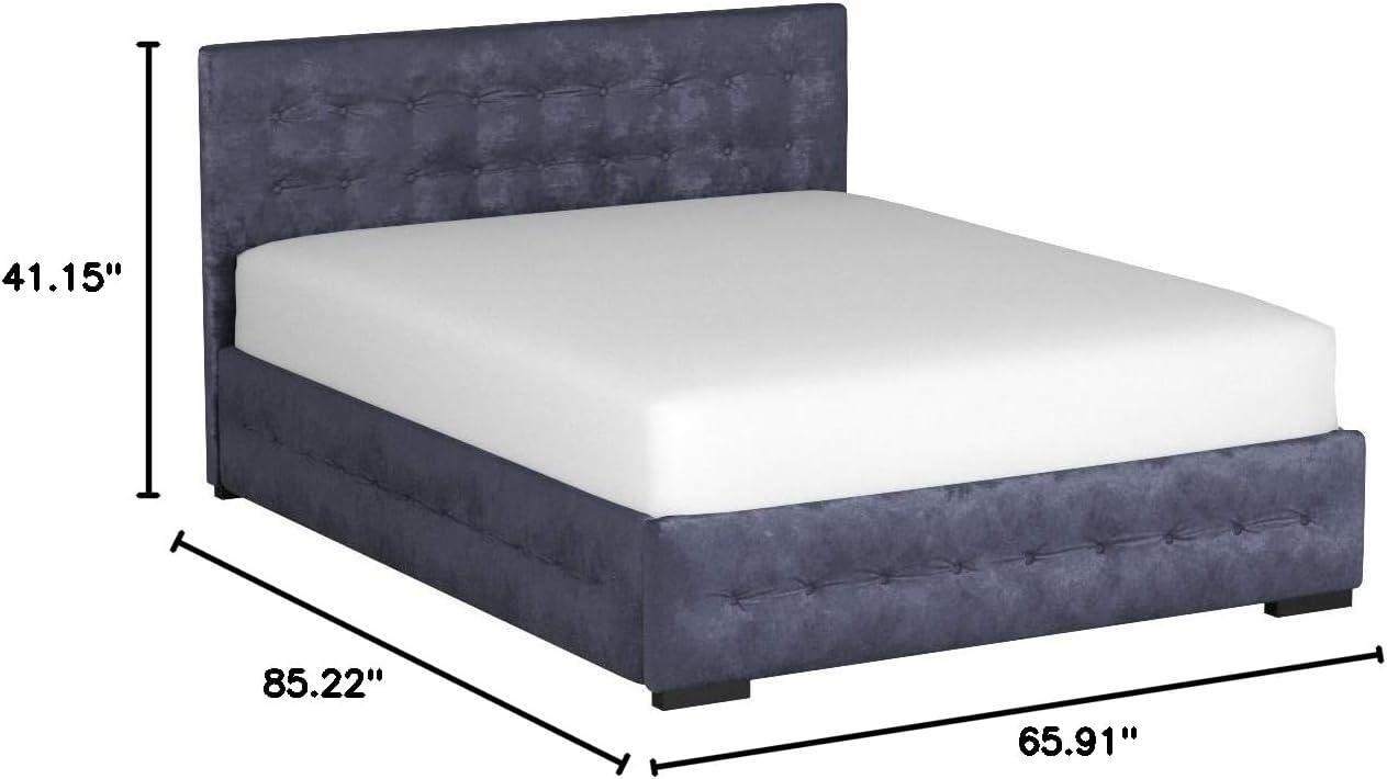 Queen Gray Velvet Tufted Upholstered Platform Bed