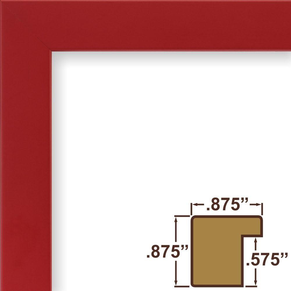 Modern Red Rectangular Wood Wall Picture Frame