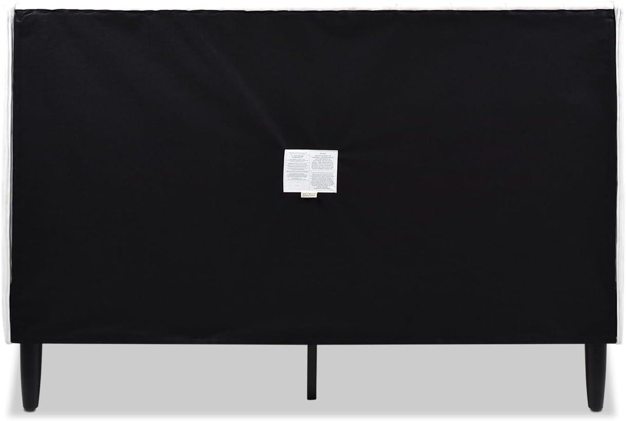 Jennifer Taylor Aspen Modern Fabric Tufted Platform Bed, Queen, Cloud White
