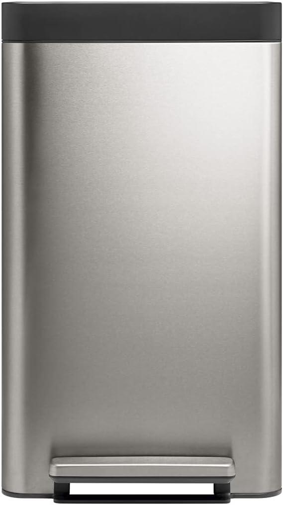 Reset 8 Gallon Kitchen Trash Can, Stainless Steel Hand Free Step Trash Can with Quiet-Close Lid