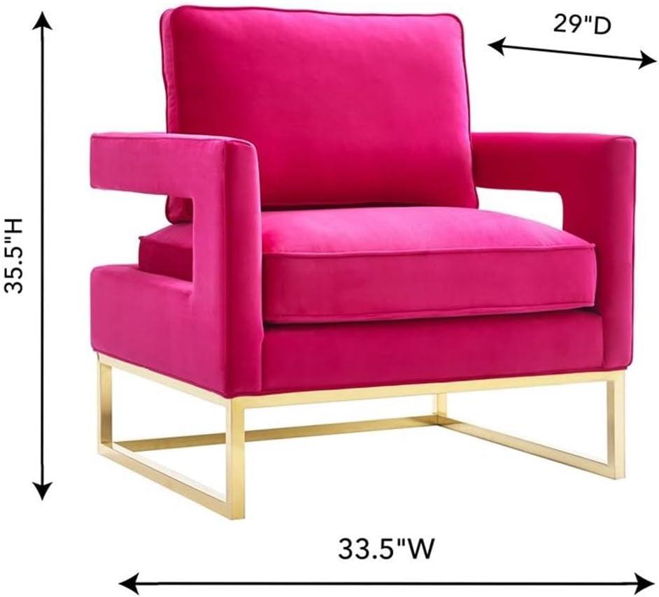 Avery Velvet Accent Chair Pink 33.5"W x 29"D x 35.5"H