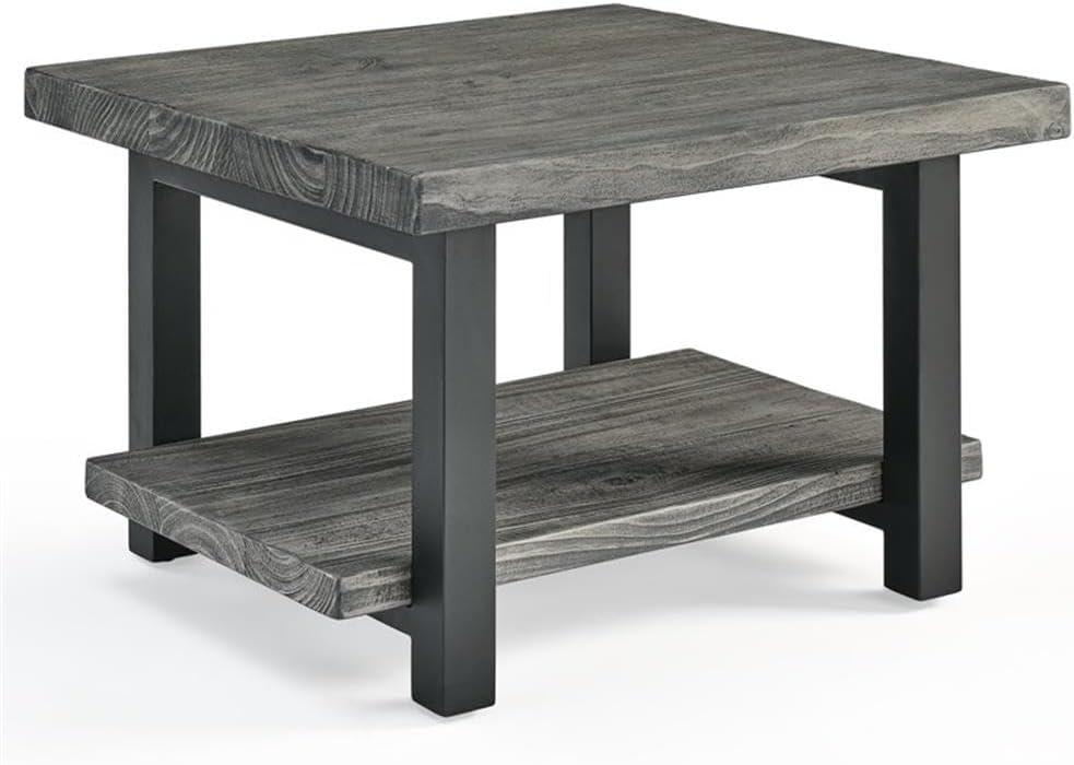 27" Pomona Metal and Reclaimed Wood Square Coffee Table Slate Gray - Alaterre Furniture