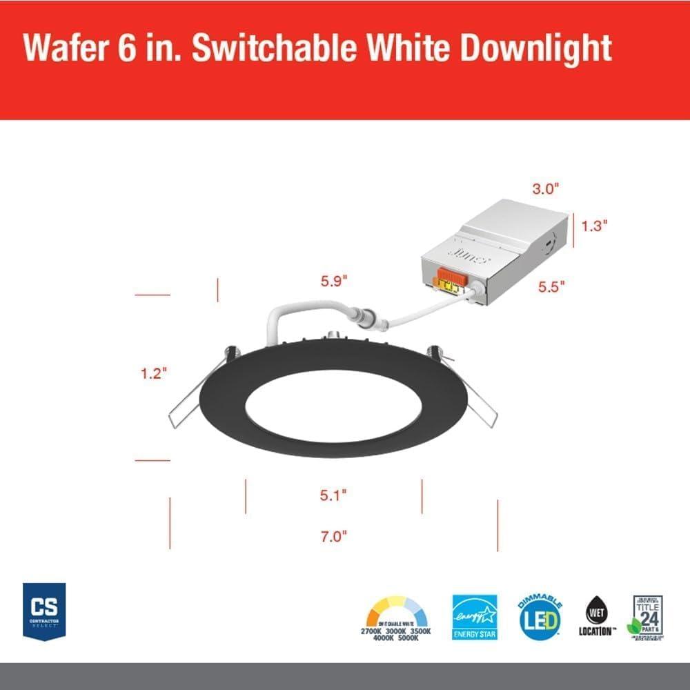 6'' Tunable Color Temperature Dimmable LED Retrofit Recessed Lighting Kit