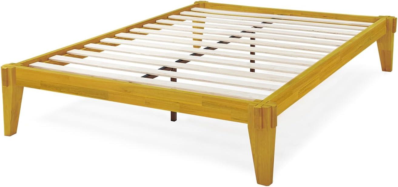 Natural Wood King Platform Bed Frame with Storage