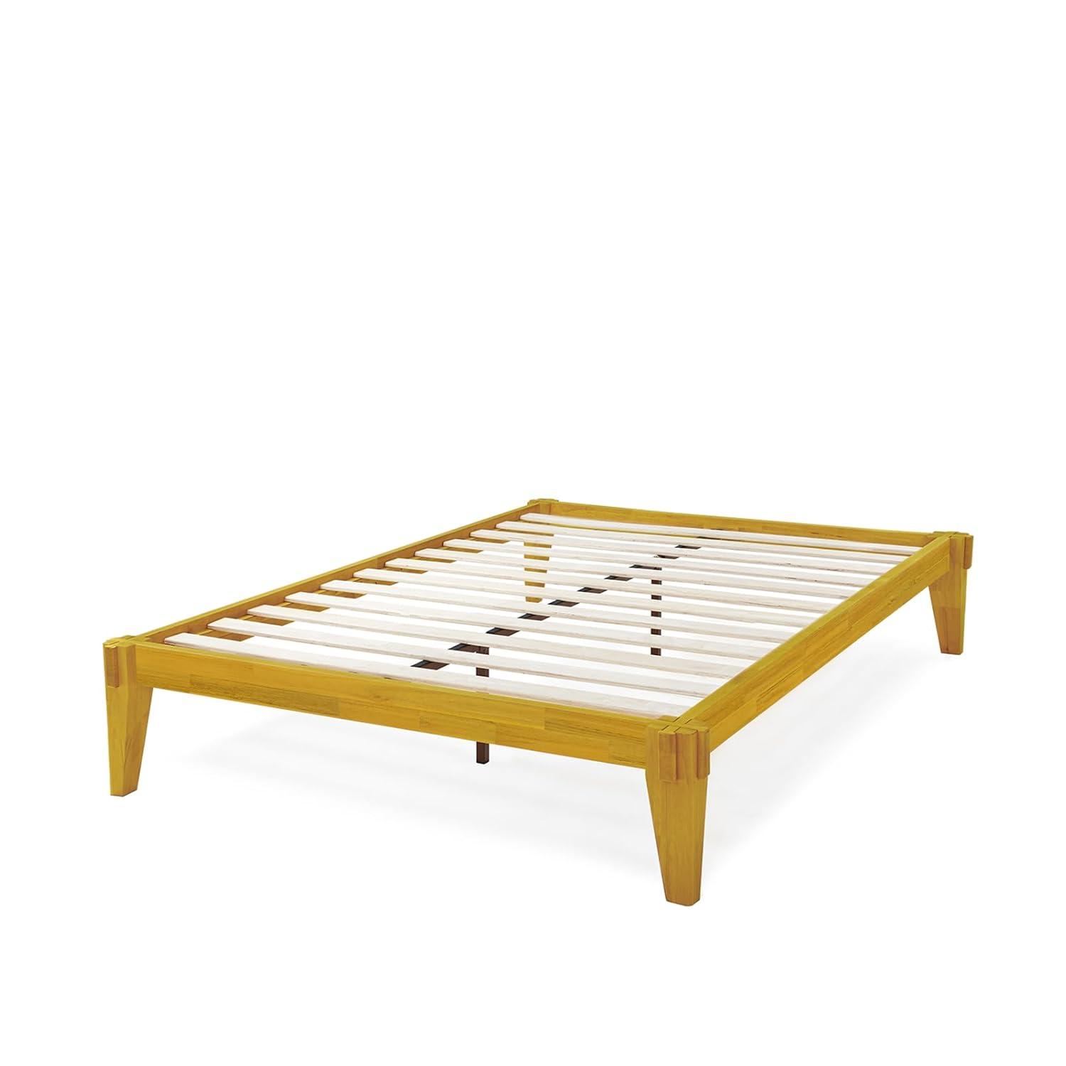 Natural Wood King Platform Bed Frame with Storage