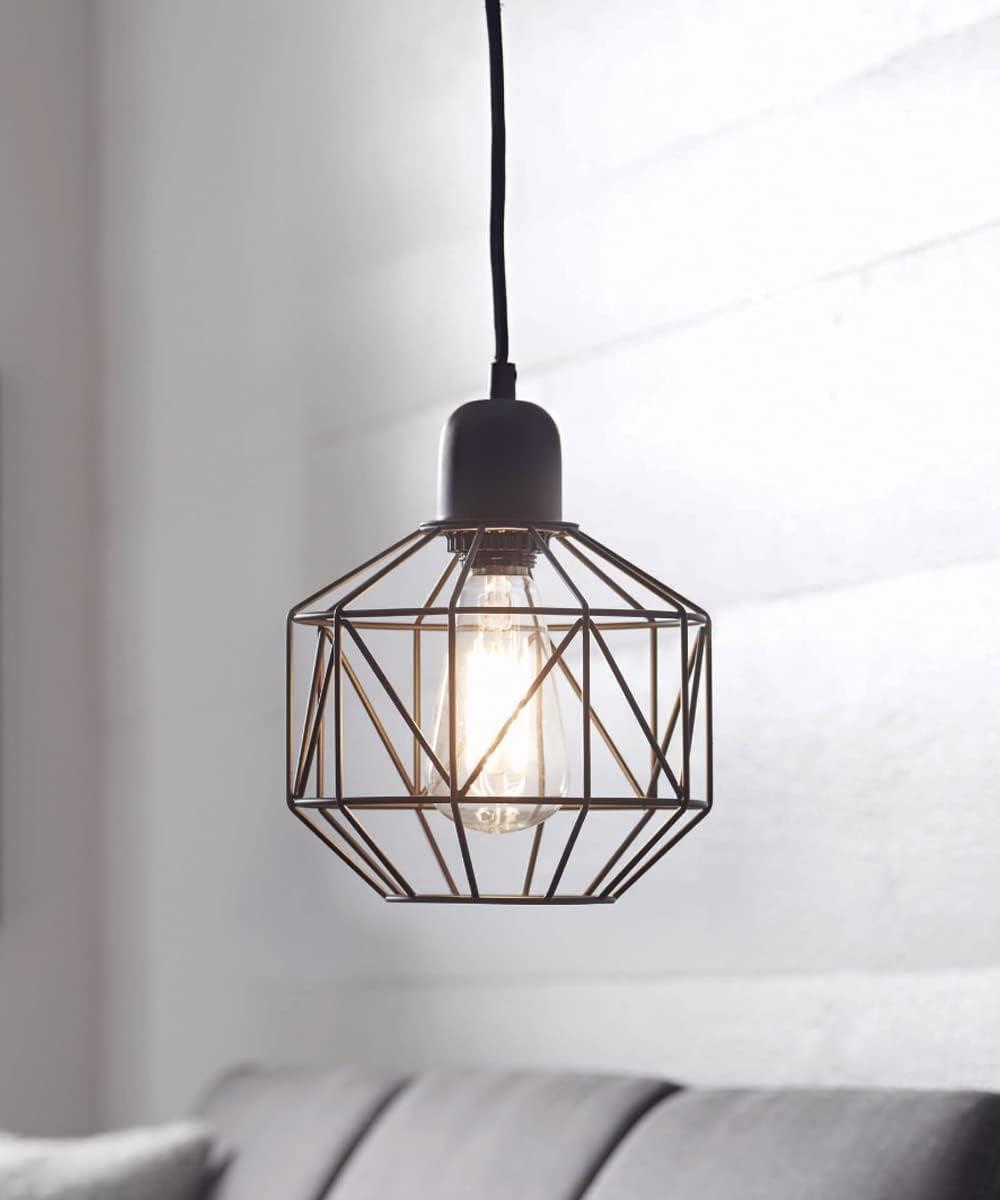 Bronze Geometric Cage Swag Pendant Light 9.75"