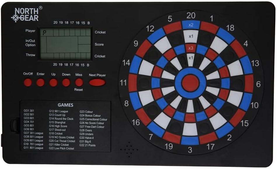 North Gear Electronic Dart Scorer with Voice Prompts 500 plus Games LCD Display